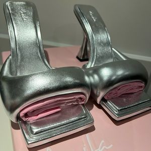 New, Never been worn Hanifa Silver Zoe Mules